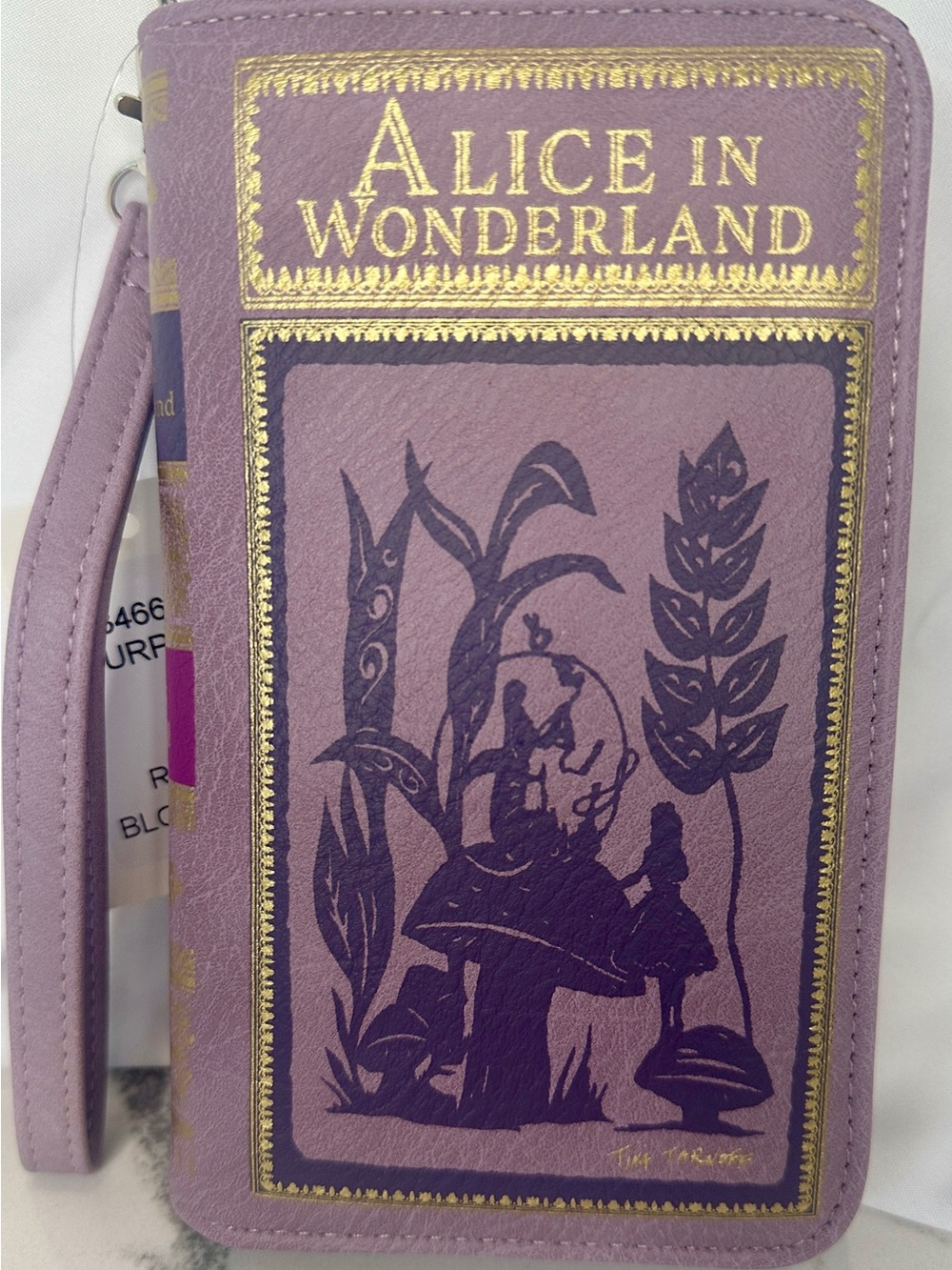 Alice & Wonderland Book Wallet Wristlet RFID Blocking Lavender LE NWT